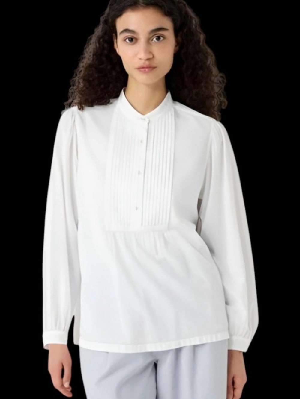 Uniqlo New Pintuck Seersucker Blouse XS Career Preppy Classic Minimal White
